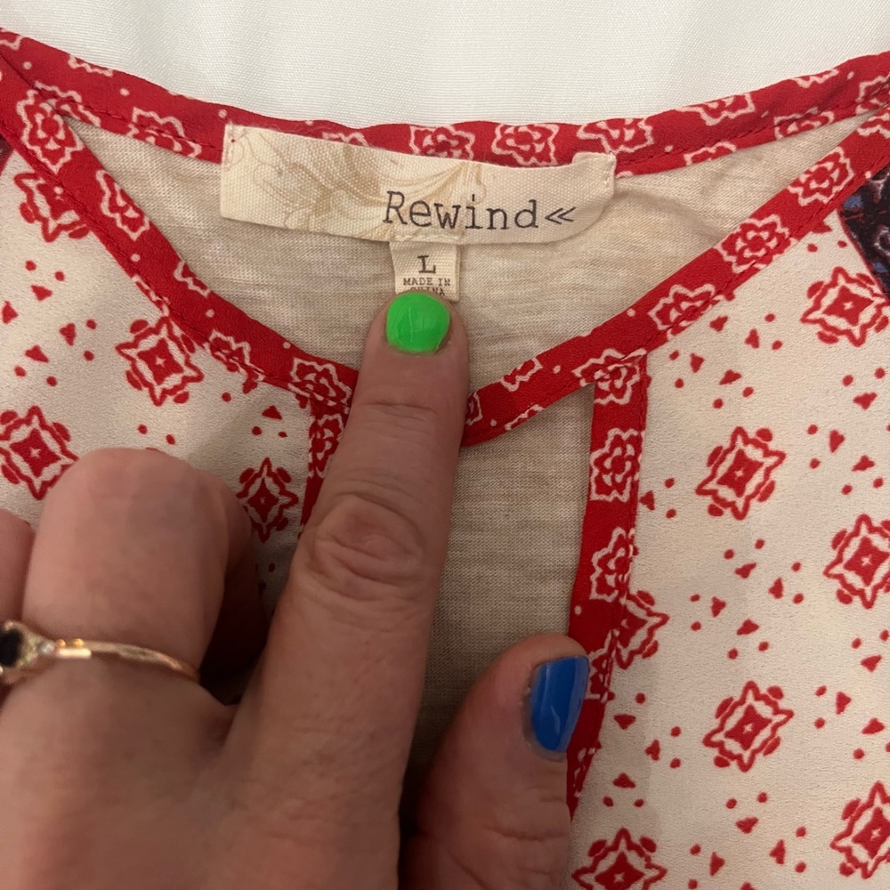 Rewind Red And Blue Patterned Blouse - image 2